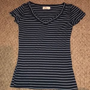 A white and blue striped Hollister shirt